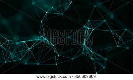 Abstract Technology Background. Green Connection Structure. 3d Rendering.