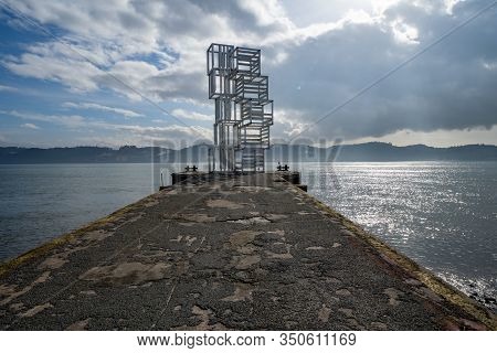 Lisbon, Portugal - January 17, 2020: The Central Tejo, Modern Artwork Piece By Pedro Cabrita Reis On