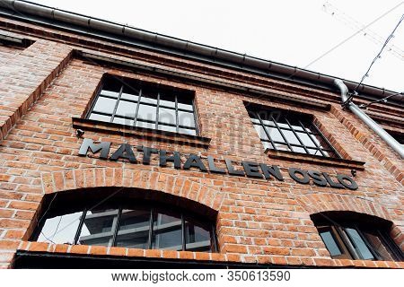 Oslo, Norway - August 11, 2019: Outdoor View Of Mathallen Oslo, A Food Market In Grunerlokka With Ca