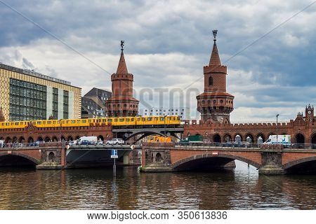 Oberbaumbrucke Across The Spree, The Longest Bridge Of Berlin, Germany
