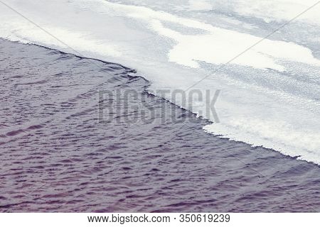Polynya, Ice Is Broken On River, Danger In Spring
