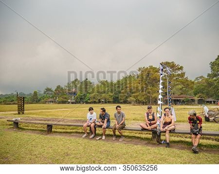 Loei/thailand-16 Feb 2019:unacquainted People  In Campground On Phu Kradueng Mountain National Park 