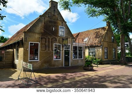 Nes, Ameland, Wadden Island, The Netherlands, 06/29/2016, Historical Old House On Ameland, Nes, A Vi
