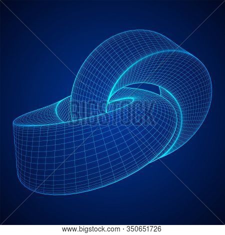 Mobius Strip Ring Knot Sacred Geometry. Spatial Figure With Upturned Surfaces. Optical Illusion With
