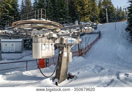 Demanovska Dolina, Slovakia - February 8: Surface Platter Lift In Resort Jasna In Low Tatras Mountai