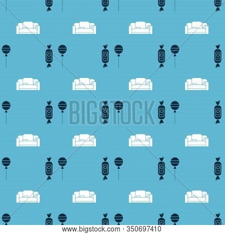 Set Lollipop And Sofa On Seamless Pattern. Vector