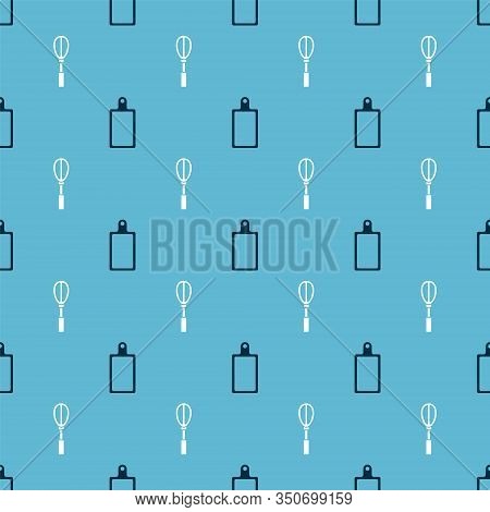 Set Cutting Board And Kitchen Whisk On Seamless Pattern. Vector