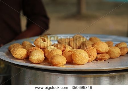 Fusca Chotpoti Is Popular Street Food Of Bangladesh And India. This Food Looks Like Chips.a Roadside