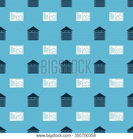 Set Closed Warehouse And Postcard On Seamless Pattern. Vector