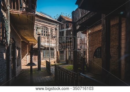 Gonzalez Catan, Argentina, September 28, 2019: Abandoned Buildings In The Amazing Medieval Town Of C