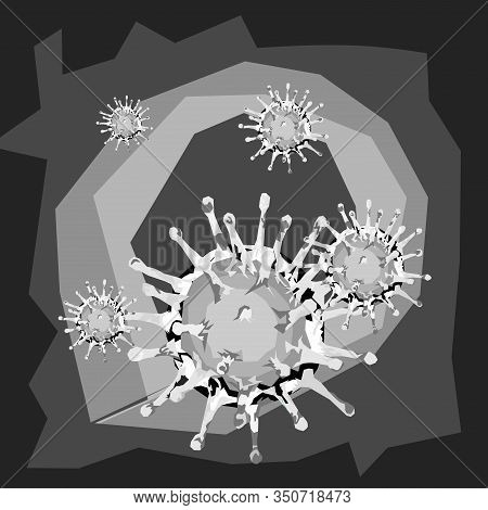 Corona Virus In Wpap Or Pop Art Style With Black White Color