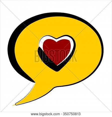 Love Chat Message Outline Vector Icon Isolated On White Background. Love Heart Stock Vector Illustra