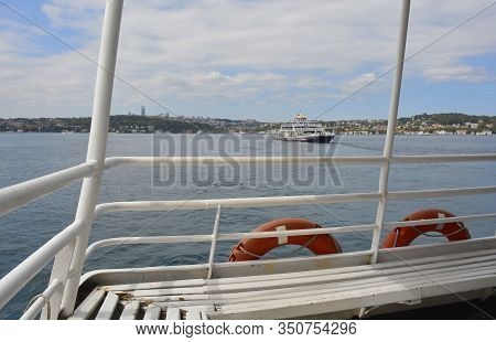A Ferry Cruising The Bosphorus Between Uskudar And Anadolu Kavagi In Istanbul