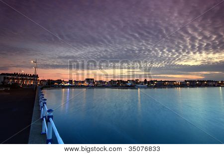 Tramonto di Weymouth nel Dorset in Inghilterra