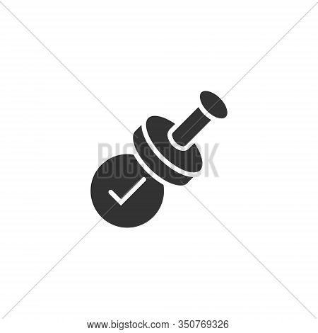 Approve Stamp Icon In Flat Style. Accept Check Mark Vector Illustration On White Isolated Background