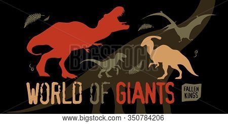 World Of Giants Cartoon Background With Representatives Of Extinct Predator Of Jurassic Period Flyin