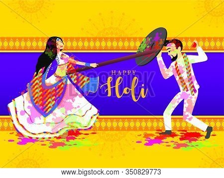 Beautiful Woman Hurl Sticks At The Man He Try To Save Him With Shield, To Celebrating Festival Of In