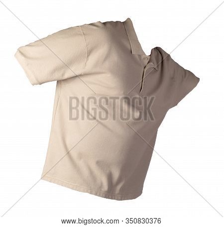 Short Sleeved Hakki T-shirt Isolated On White Background Cotton Shirt . Casual Style