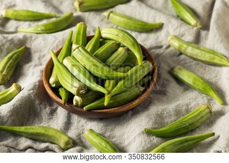Raw Green Organic Okra Pods