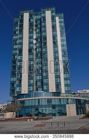Arrecife, Lanzarote, Spain - Dec 27, 2019: The Gran Hotel Of Arrecife, A Five Star Hotel Overlooking