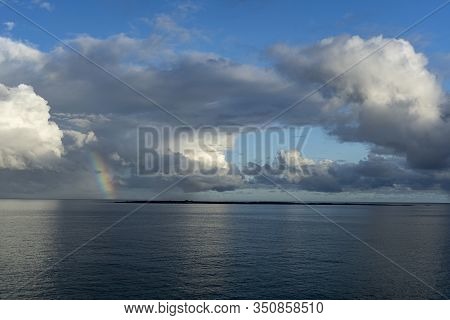 Morning Sunrise Rainbow Over The Caribbean Gulf Of Mexico