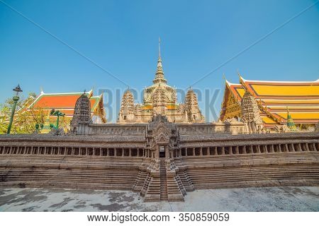 Angkor Wat Model With Phra Sawet Kudakhan Wihan Yot At Wat Phra Kaew (temple Of The Emerald Buddha) 