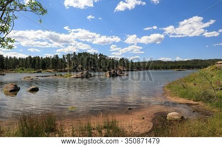 Beautiful Dowdy Lake, Part Of Red Feather Lakes Recreation Area Near Fort Collins, Colorado, On A Br