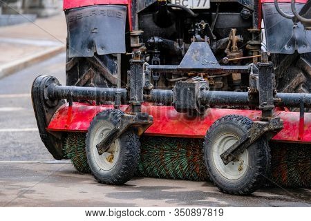 Mosocw, Russia - February, 10, 2020: the image of sweeper in Mosocw, Russia