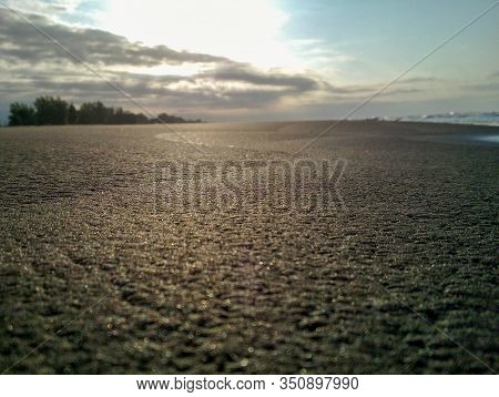 Empty Endless Beach Of Caspian Sea, Iran. Endless Line Of Caspian Sea.