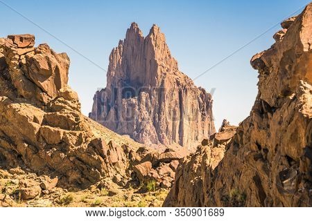 Shiprock, New Mexico, USA at the Shiprock rock formation.