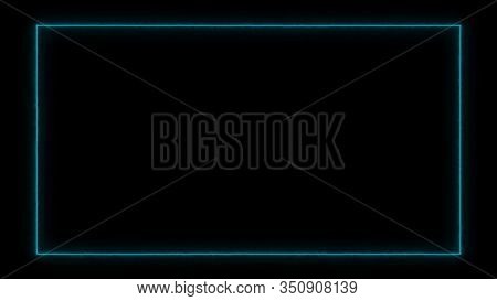 Empty Frame With Electric Power Round Border Glowing, Burning Flame Sign. Blank Rectangle Fire With 
