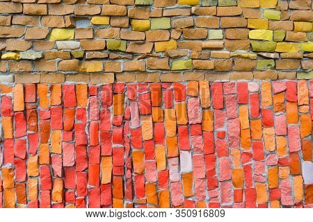 Surface Of Abstract Decorative Mosaic Made Of Smalt With High Resolution For The Background. Copy Sp