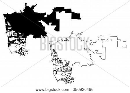 Hayward City, California (united States Cities, United States Of America, Usa City) Map Vector Illus