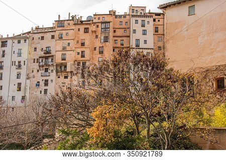 Panoramic View Of The So-called Skyscrapers Of The City Of Cuenca. Europe Spain