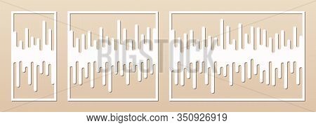 Decorative Panel For Laser Cutting. Abstract Geometric Pattern, Liquid Lines. Laser Cut Template For