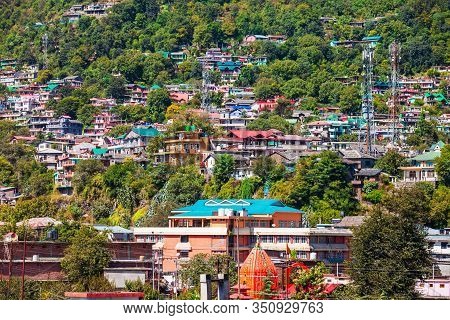 Kullu Town Aerial Panoramic Landscape, Kullu Valley In Himachal Pradesh State In India