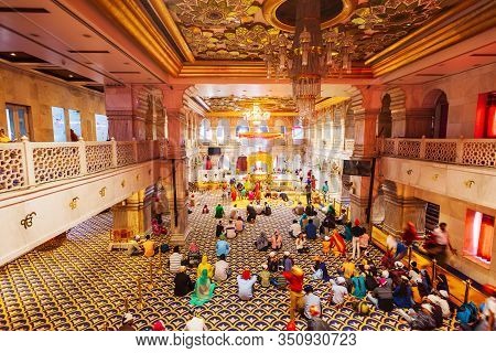 New Delhi, India - October 06, 2019: Gurudwara Sis Ganj Sahib Interior, One Of The Nine Historical G