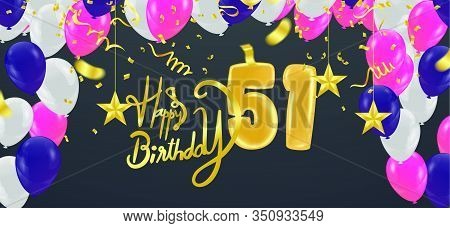 Happy Birthday 51th Anniversary Celebration Party Balloons Illustration
