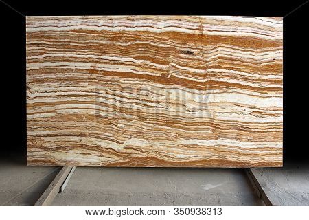 Natural Stone From Italy With Bright Stripes Of White And Red Color Is Called Onice Tiger