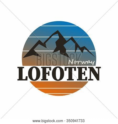 Lofoten Norway Vector Illustration Logo. Design For Postcards, T-shirts, Banners, Greeting Card, Eve