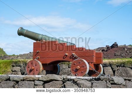 Old Medieval Canon On Island Of Heimaey In Vestmannaeyjar Of The Coast Of South Iceland