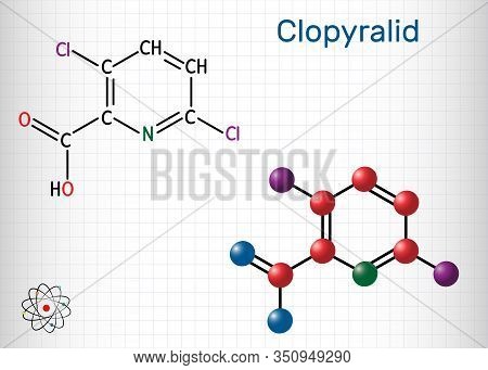 Clopyralid, C6h3cl2no2 Molecule. It Is Herbicide, Organochlorine Pesticide. Structural Chemical Form