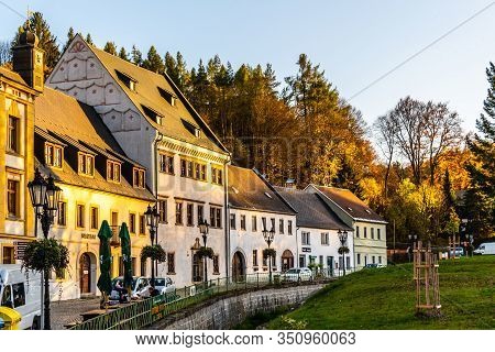 Horni Slavkov, Czech Republic - October 26, 2020: Historical Buildings Of Museum And Pluh House In H