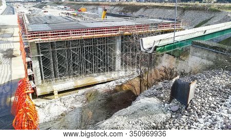 Highway Construction Site View. Civil Engineering