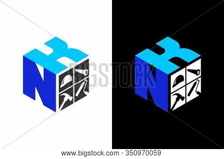 Cubic Font N K With Home Renovation Logo Sign Symbol