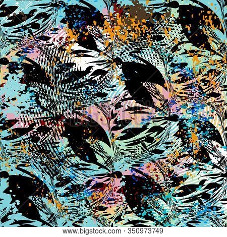 Color Abstract Ethnic Seamless Pattern In Graffiti Style With Elements Of Urban Modern Style