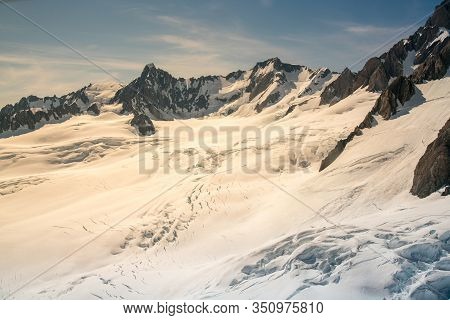 White Snow Covered Mountain Slope, New Zealand Natural Landscape Background