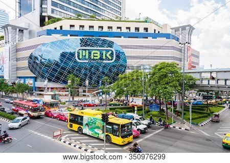 Bangkok, Thailand - July 8th 2010: Traffic Outside The Mbk Center. The Mall Is A Favourite With Youn