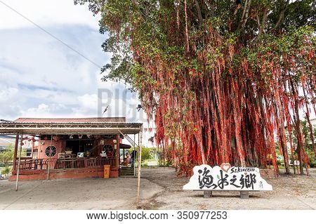 Sekinchan, Malaysia, February 16, 2020: Sekinchan Wishing Or Hope Tree In Pantai Redang. Believers T