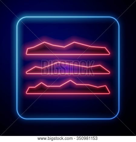 Glowing Neon Strips Of Cocaine Or Heroin Drug Icon Isolated On Blue Background. Vector Illustration